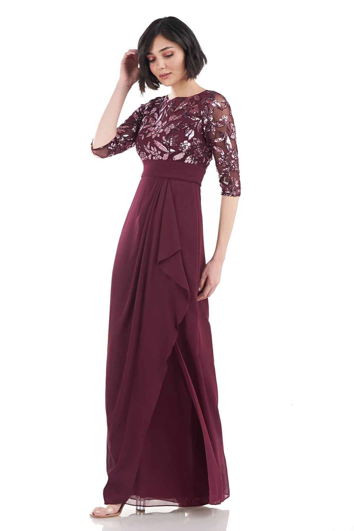 Tessa Boat Neck Column Gown