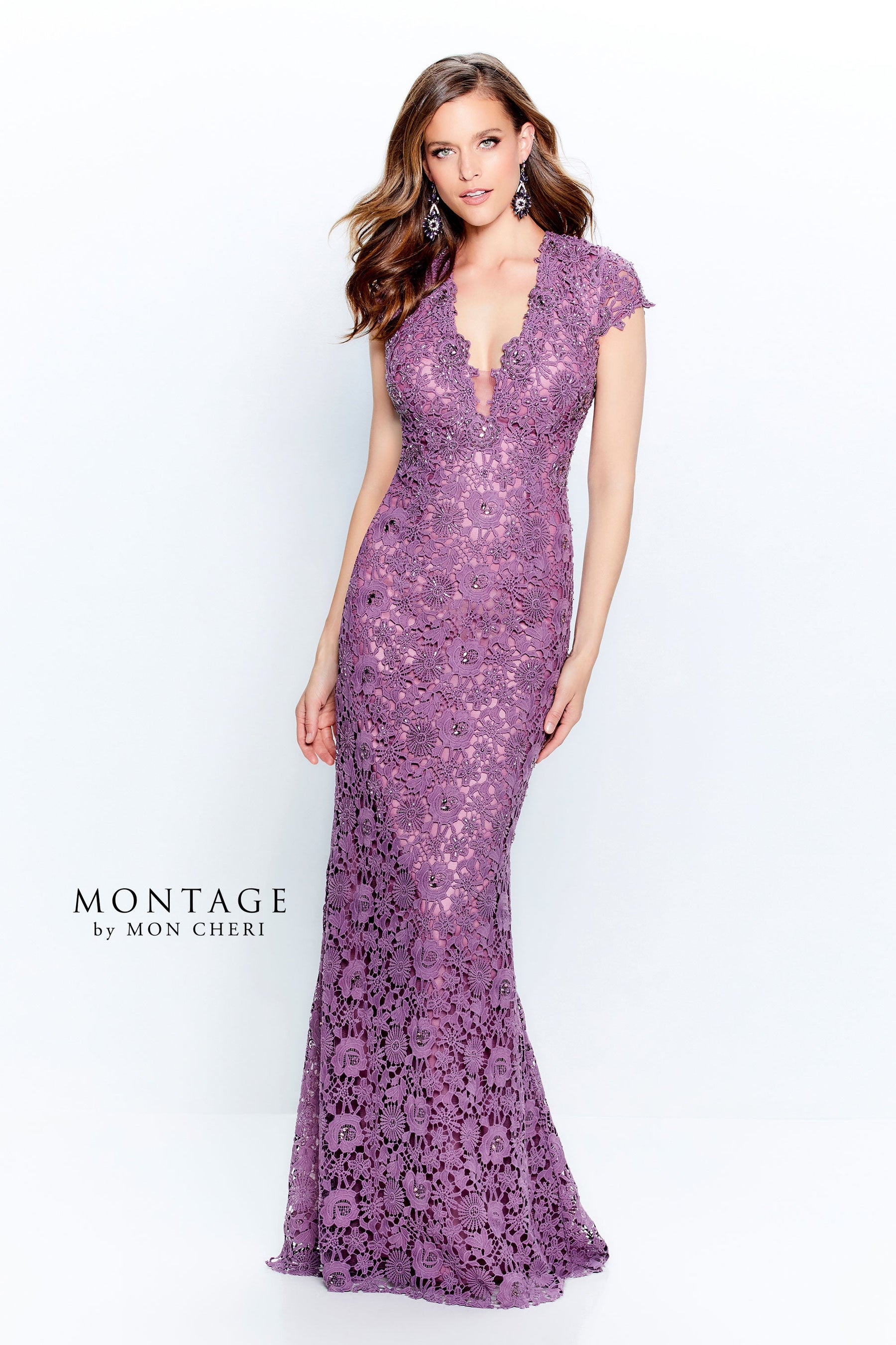 Venise Lace Cap Sleeve Gown