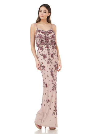 JS Collections Beaded Cami Blouson Gown front